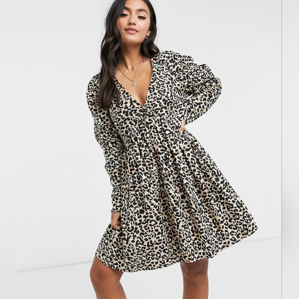 Asos Design 100% Cotton Leopard Dress